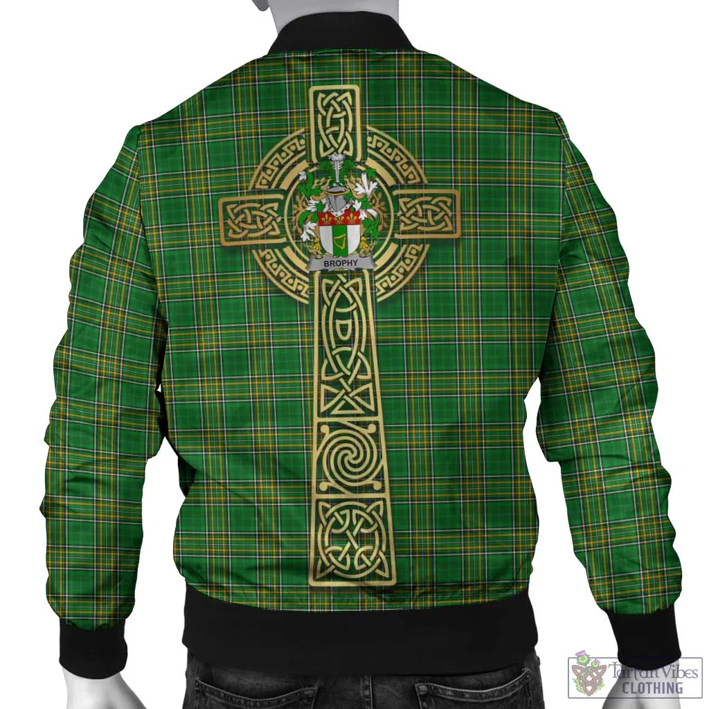 Brophy Irish Clan Tartan Bomber Jacket with Coat of Arms Celtic Tree of Life Style