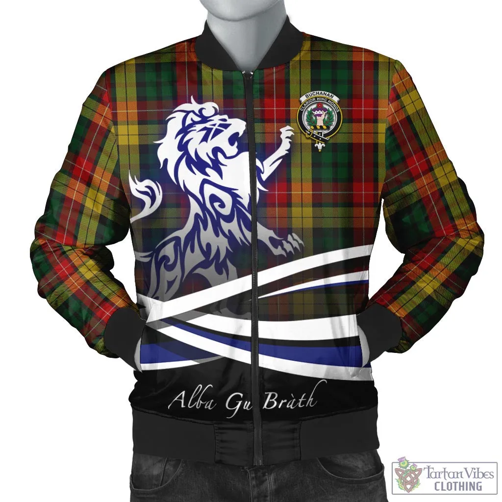 Buchanan Tartan Bomber Jacket with Alba Gu Brath Regal Lion Emblem