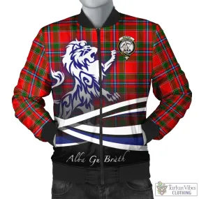 Butter Tartan Bomber Jacket with Alba Gu Brath Regal Lion Emblem