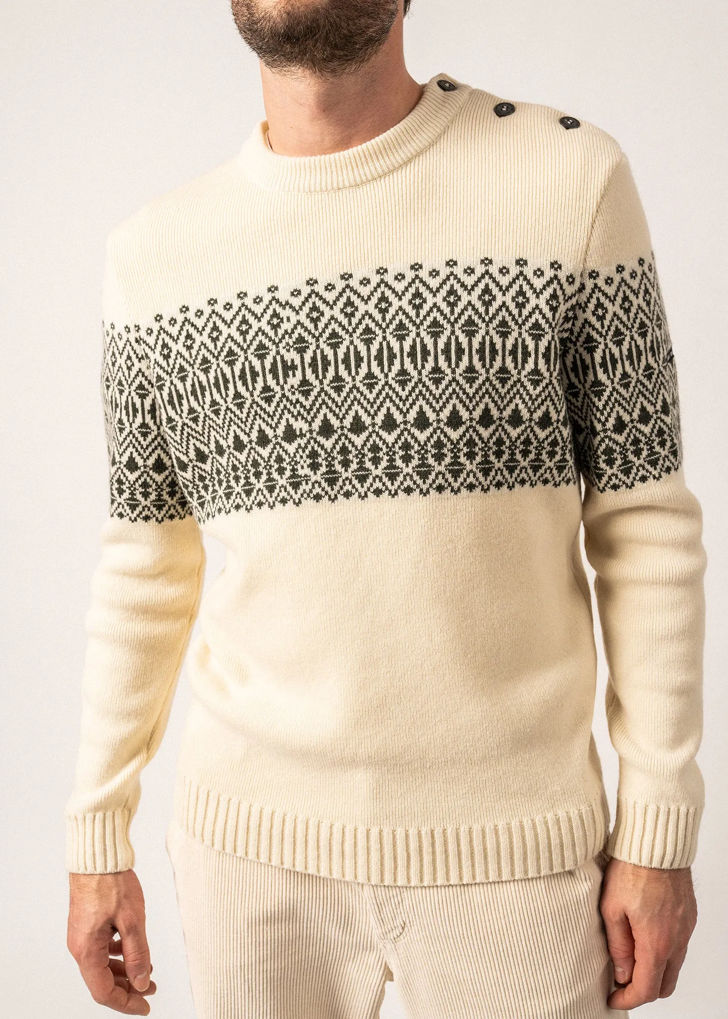 Cancale Escapade Sailor Jumper - jacquard pattern (ECUME/VEGETAL)