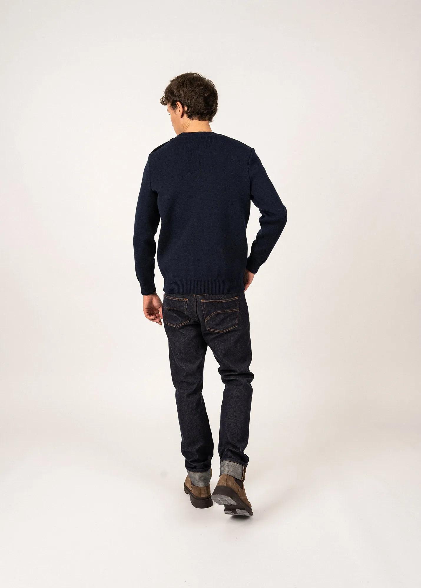 Cancale sailor jumper - regular fit, in pure new wool (MARINE)