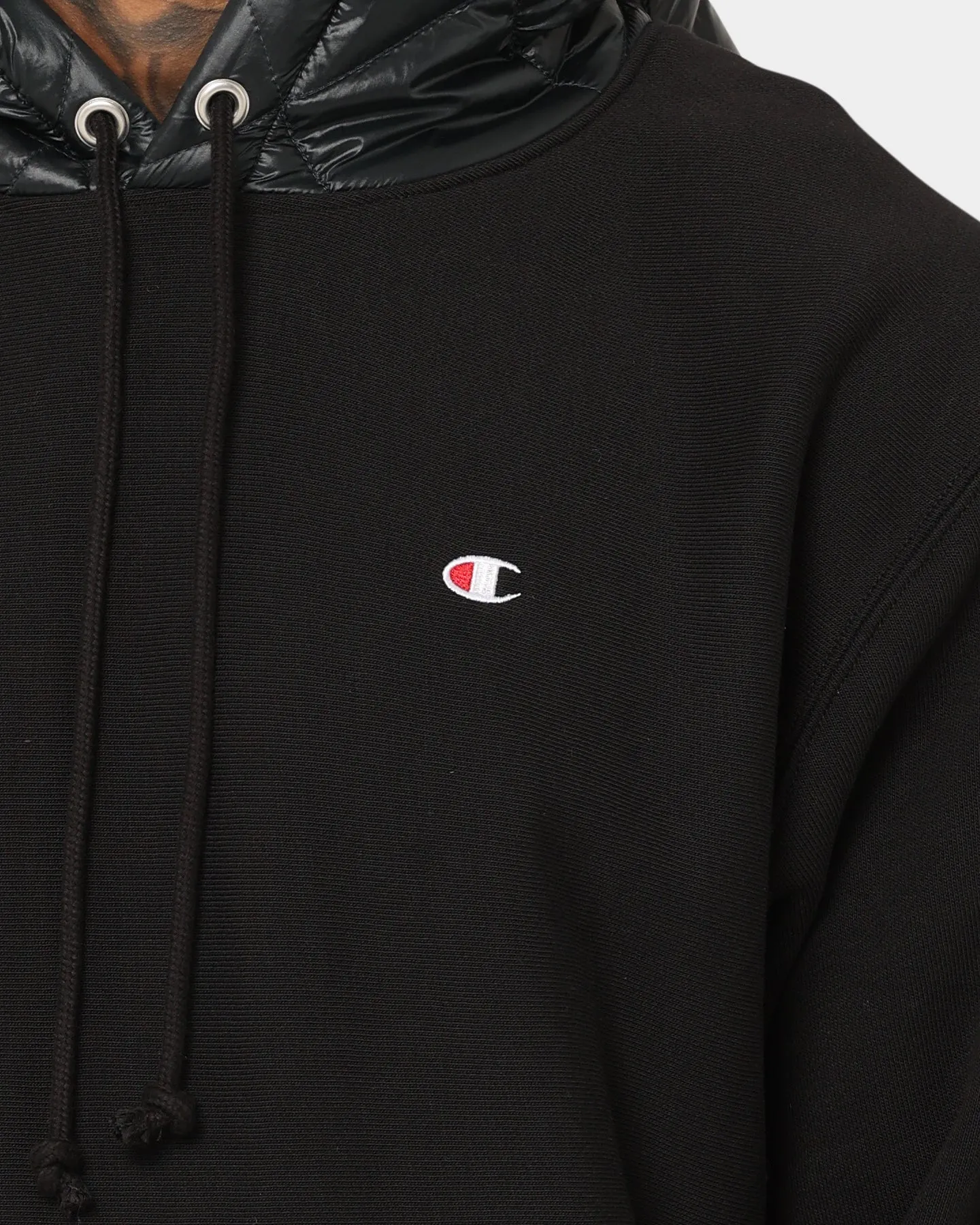 Champion Reverse Weave Puffer Hoodie Black