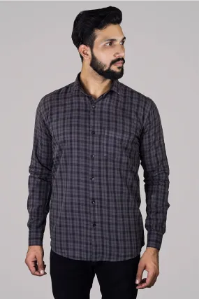 Check Shirt - Men Checked Button Down Collar Cotton Shirt