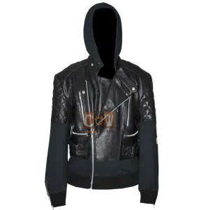 Chris Brown Bomber Black Outfit Leather Jacket for Sale