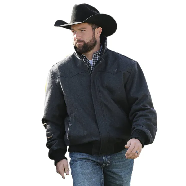 Cinch® Men's Wool Charcoal Long Sleeve Bomber Jacket DWJ2011001