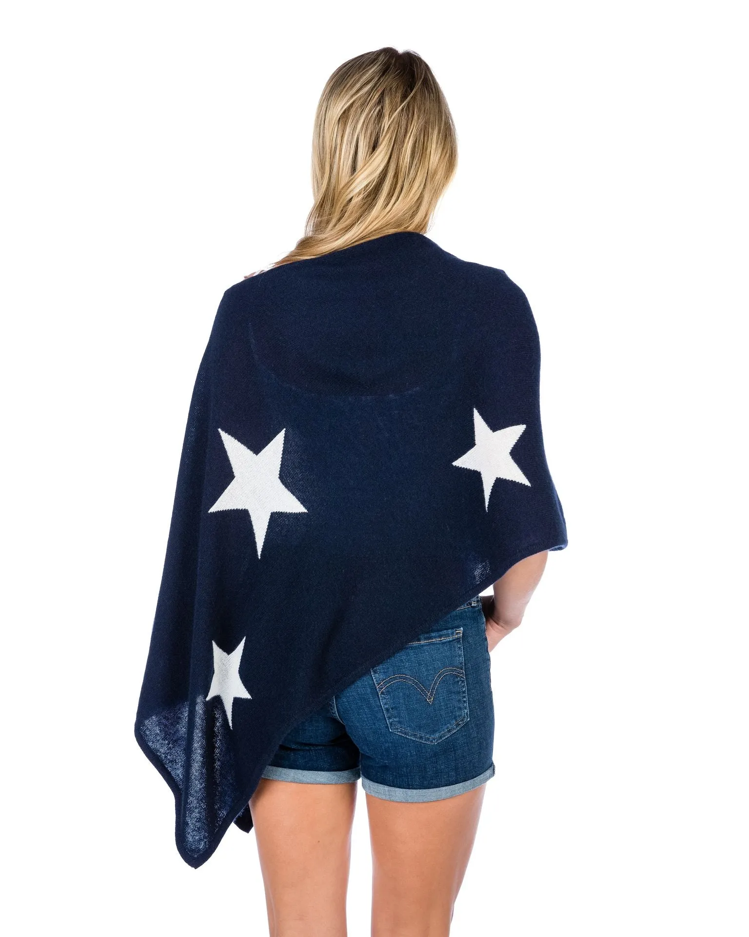 Claudia Nichole by Alashan 100% Cashmere Star Intarsia Topper Poncho LS0373