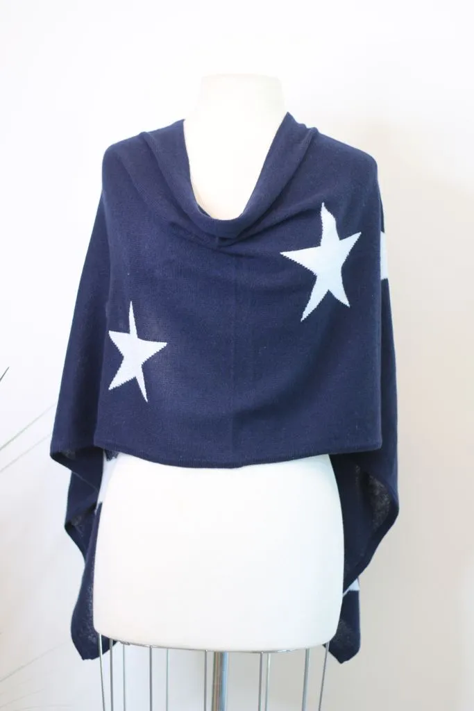 Claudia Nichole by Alashan 100% Cashmere Star Intarsia Topper Poncho LS0373