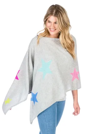 Claudia Nichole by Alashan 100% Cashmere Star Intarsia Topper Poncho LS0373