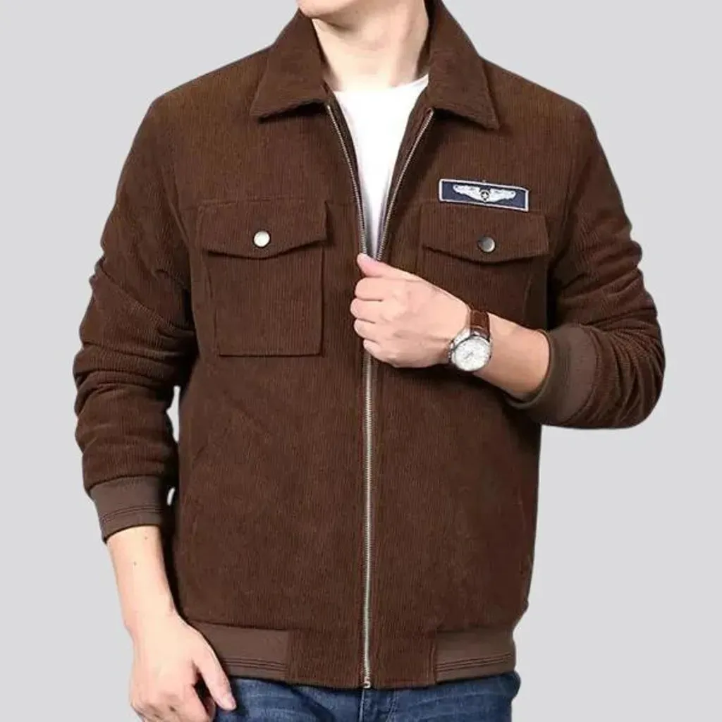 Colorful casual style men's corduroy bomber jacket