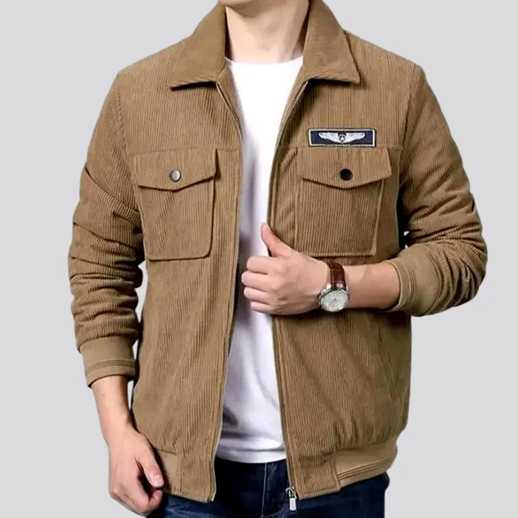 Colorful casual style men's corduroy bomber jacket