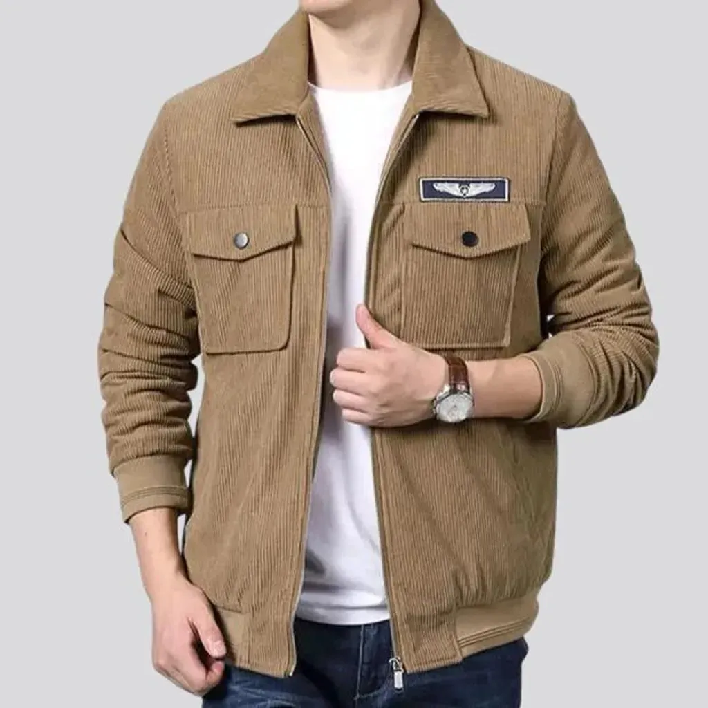 Colorful casual style men's corduroy bomber jacket