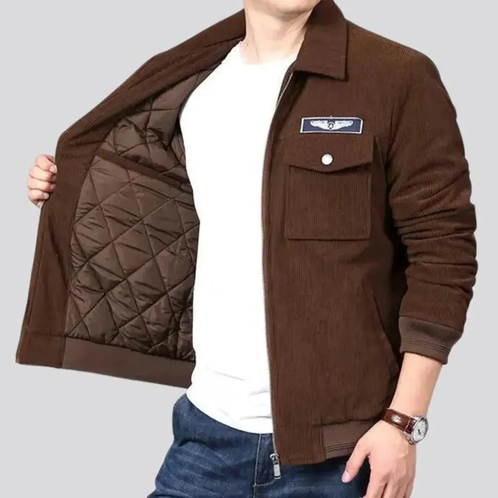 Colorful casual style men's corduroy bomber jacket