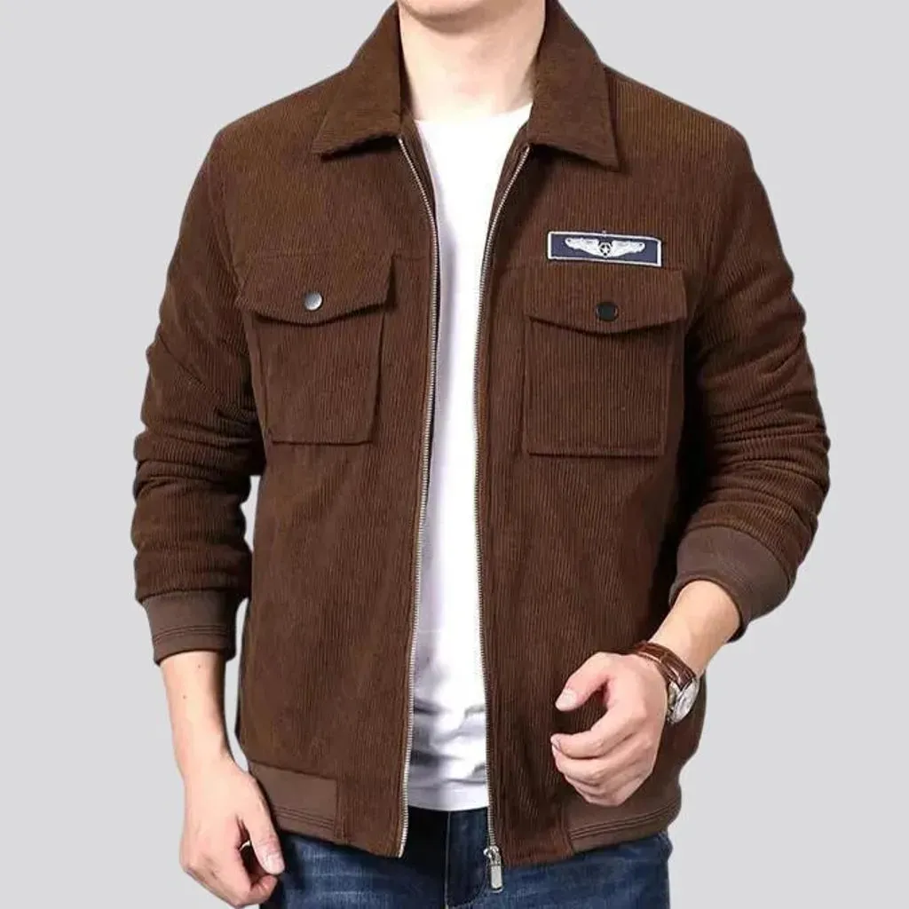 Colorful casual style men's corduroy bomber jacket