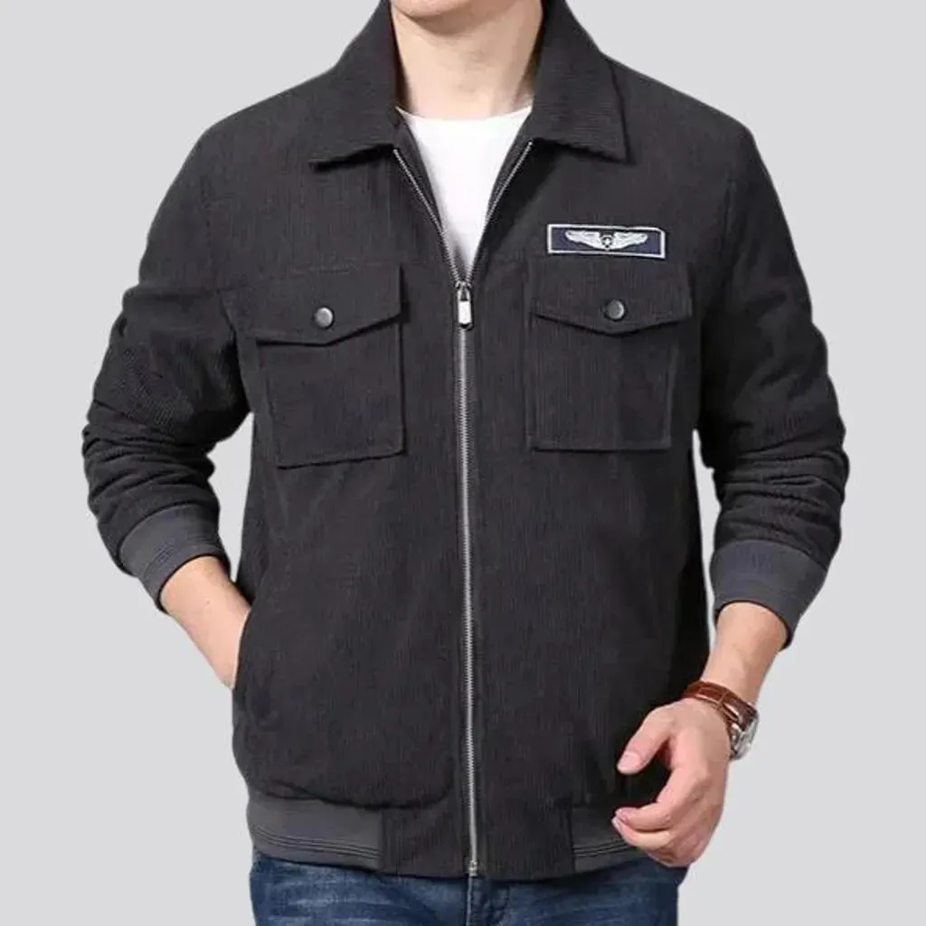 Colorful casual style men's corduroy bomber jacket