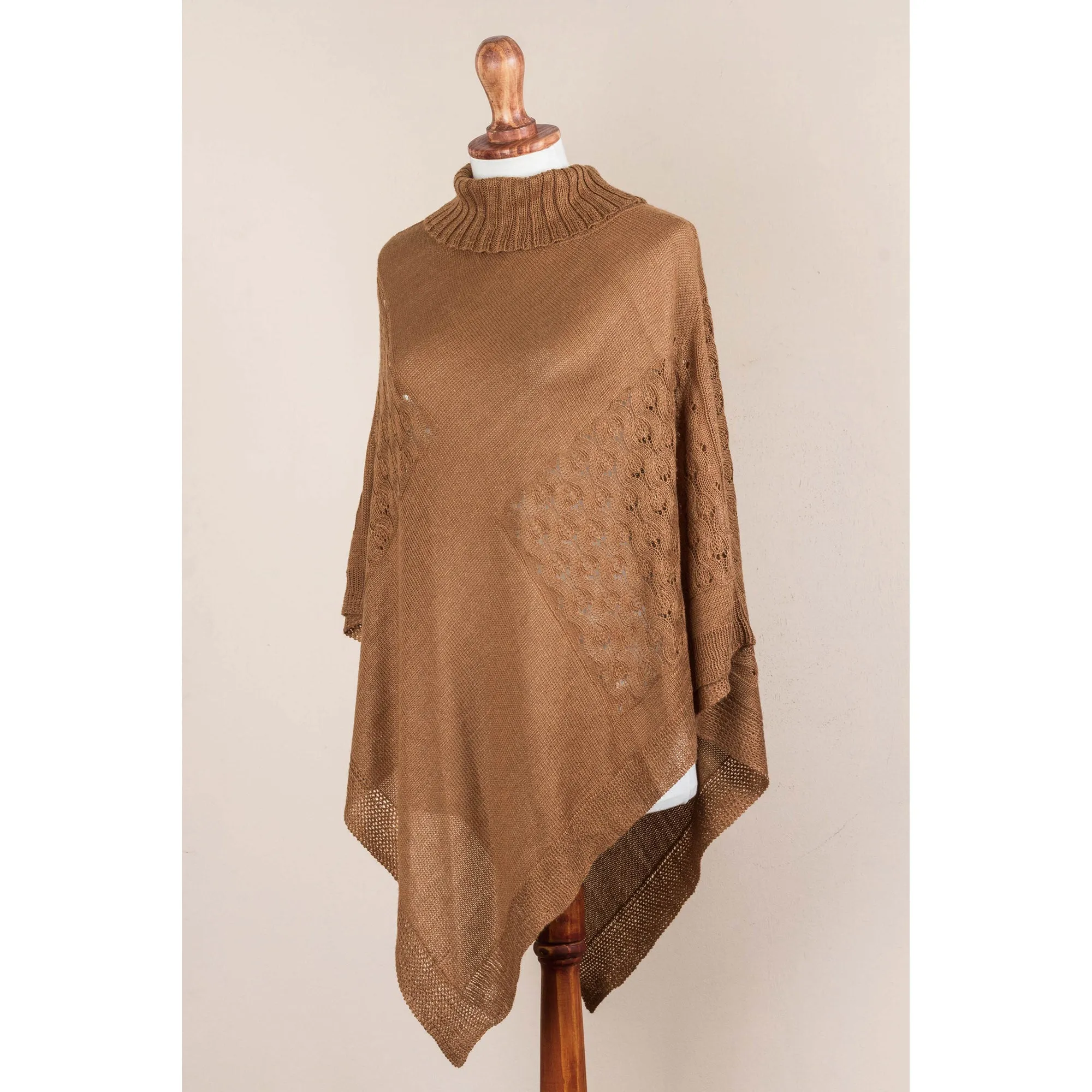 Copper Reality Squared Brown Knit Poncho