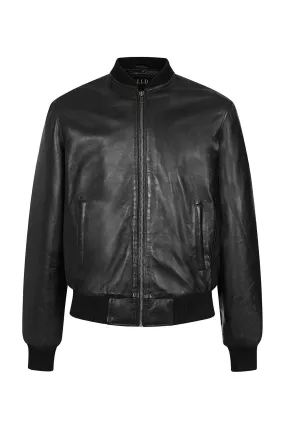 (Copy) Men's Classic Black Genuine Leather Bomber Jacket - BOBBY