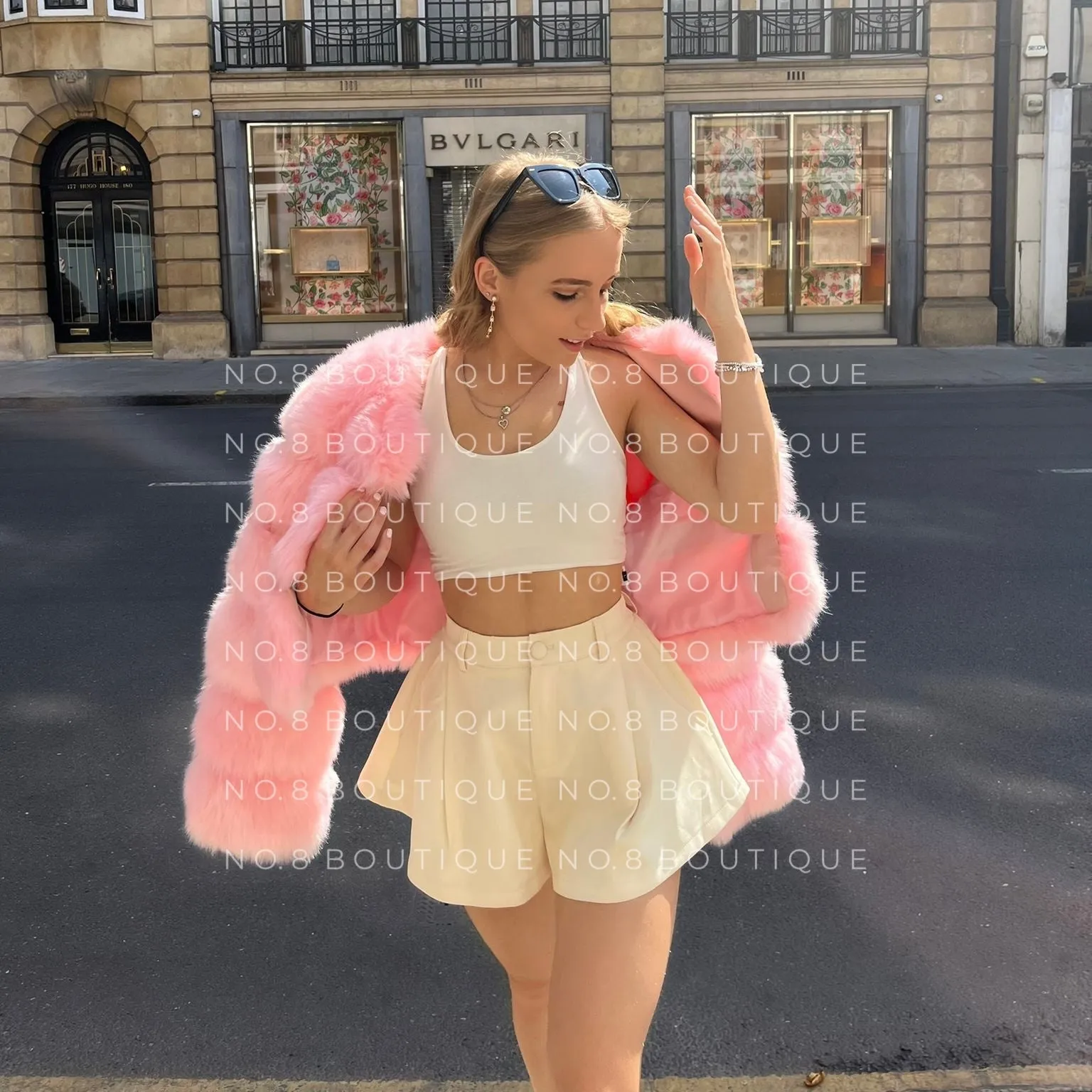 Cropped 3 Row Faux Fur Jacket