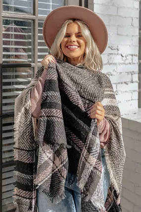 Cuddle Down Poncho In Black Curves