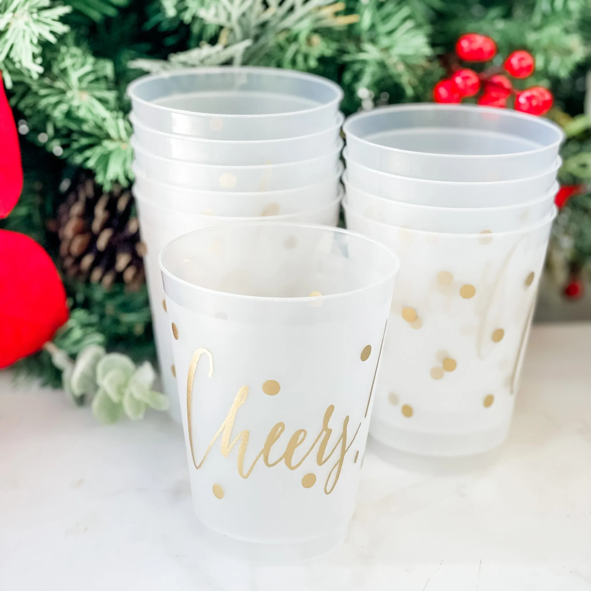 Custom Cheers Holiday Shatterproof Cups