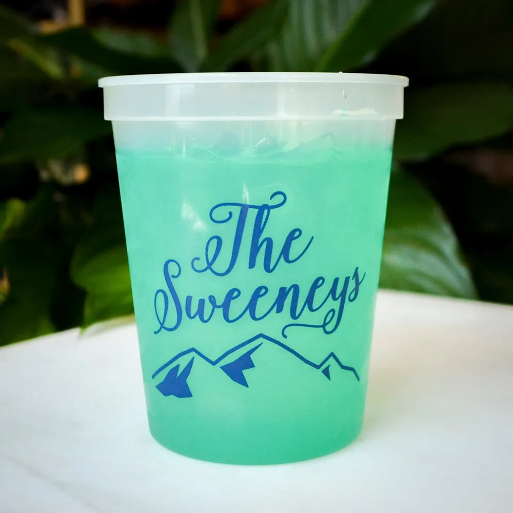 Custom Mountain Themed Wedding Mood Cup Favors