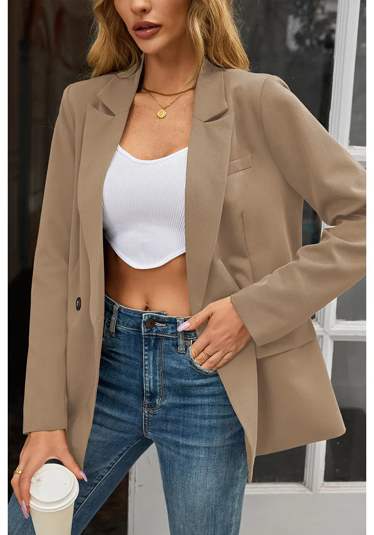 Dark Khaki Blazer Jackets for Women Business Casual Outfits Work Office Blazers Lightweight Dressy Suits with Pocket