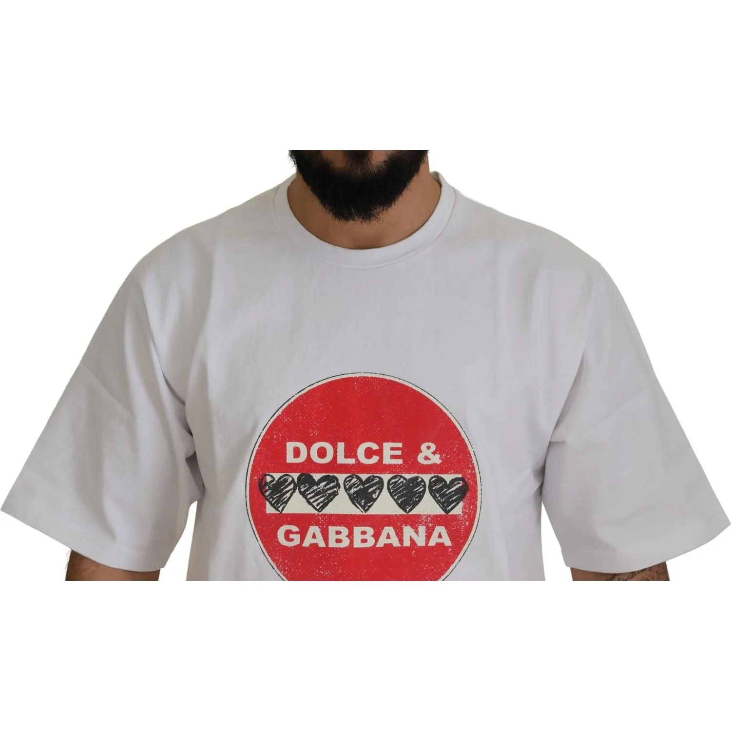 Dolce & Gabbana Chic White Cotton Heart Amor T-shirt