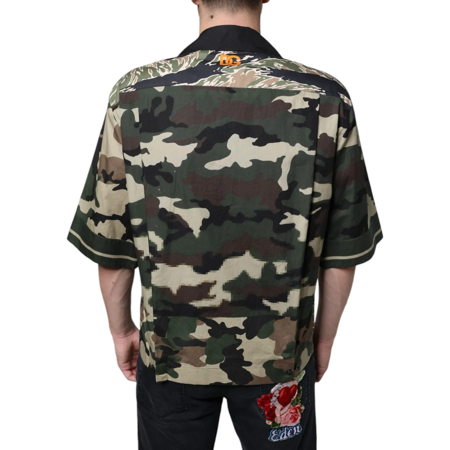 Dolce & Gabbana Multicolor Camouflage Button Down Men Casual Shirt