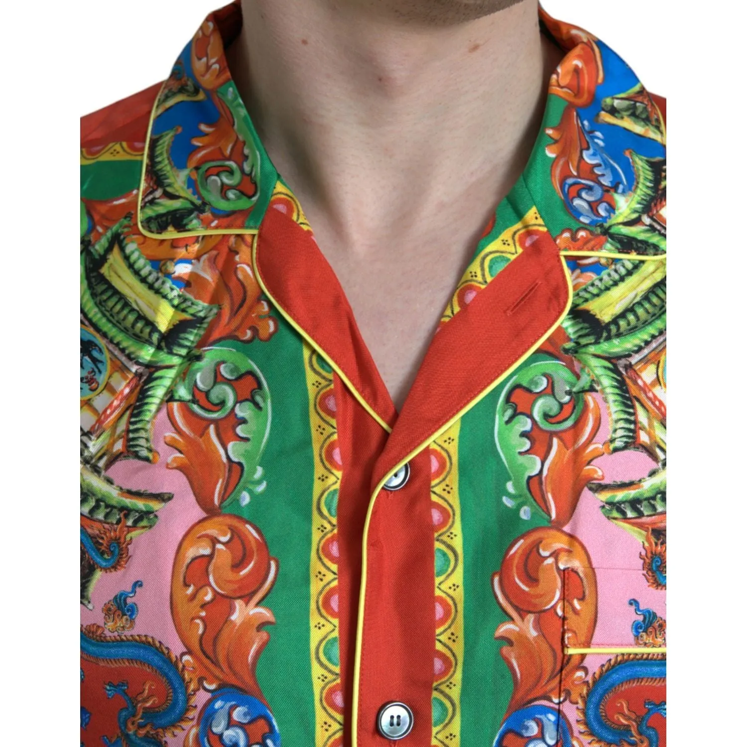 Dolce & Gabbana Multicolor Patterned Button Down Casual Shirt