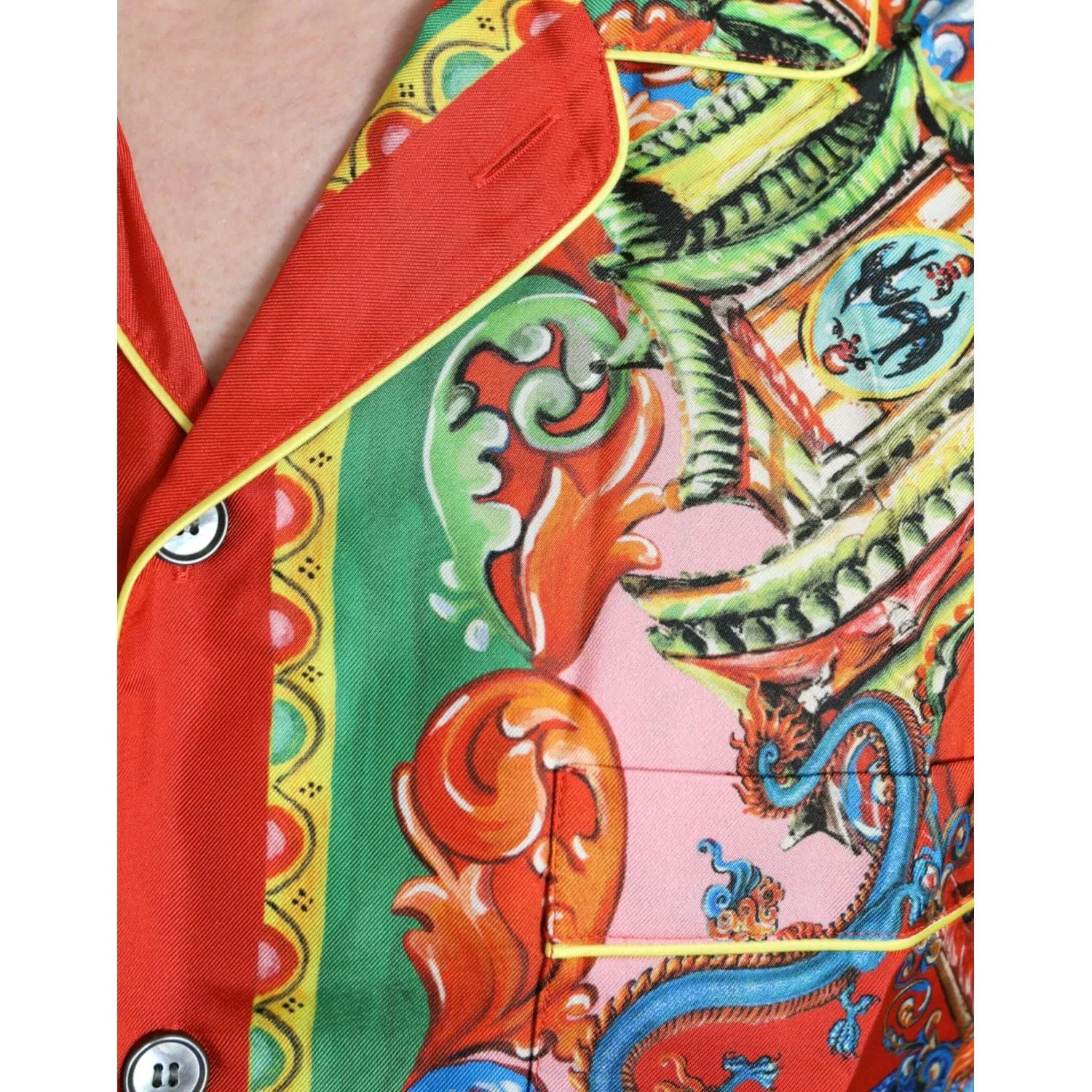 Dolce & Gabbana Multicolor Patterned Button Down Casual Shirt