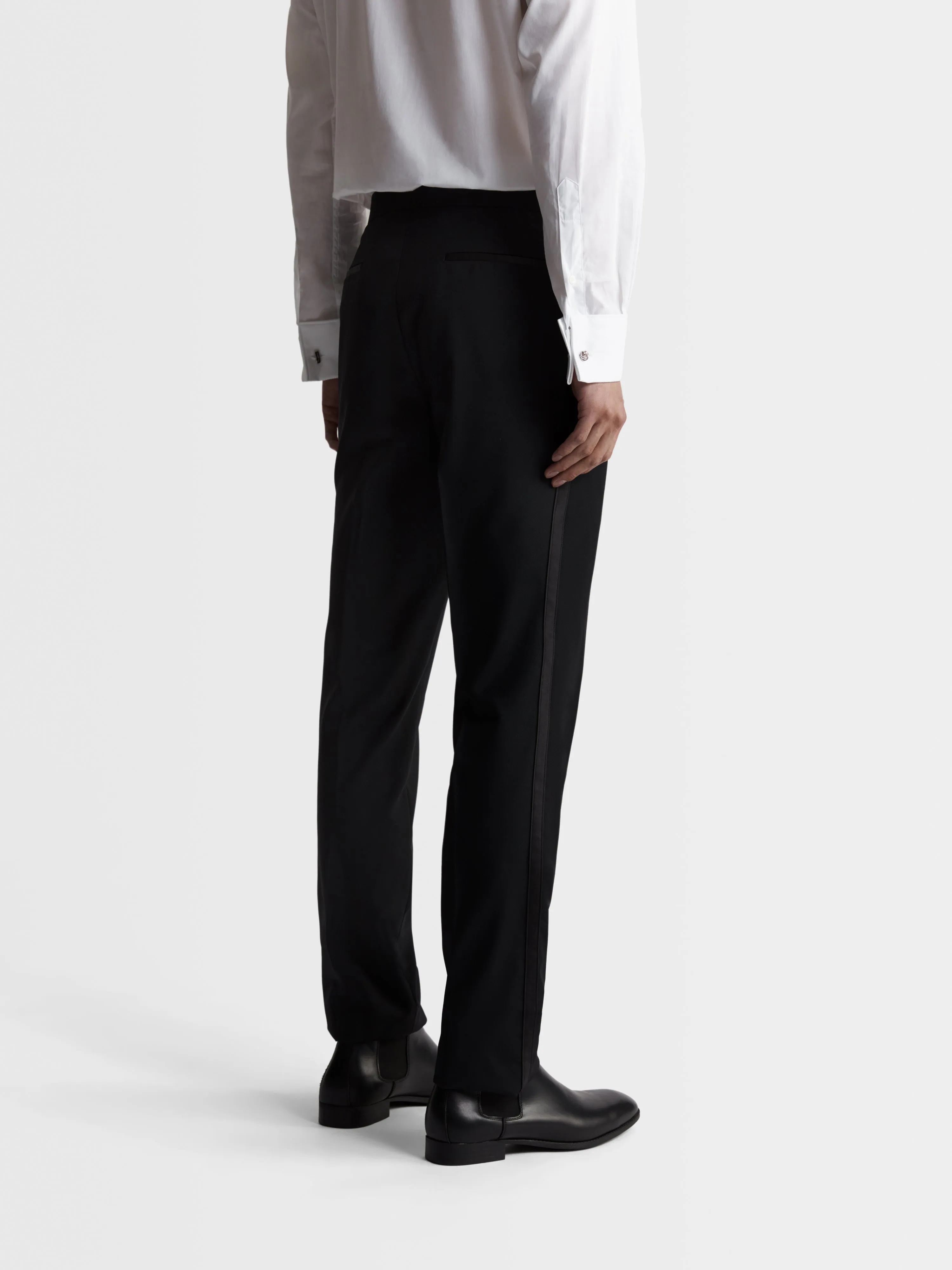 Draper Italian Luxury Slim Black Textured Dinner Trouser