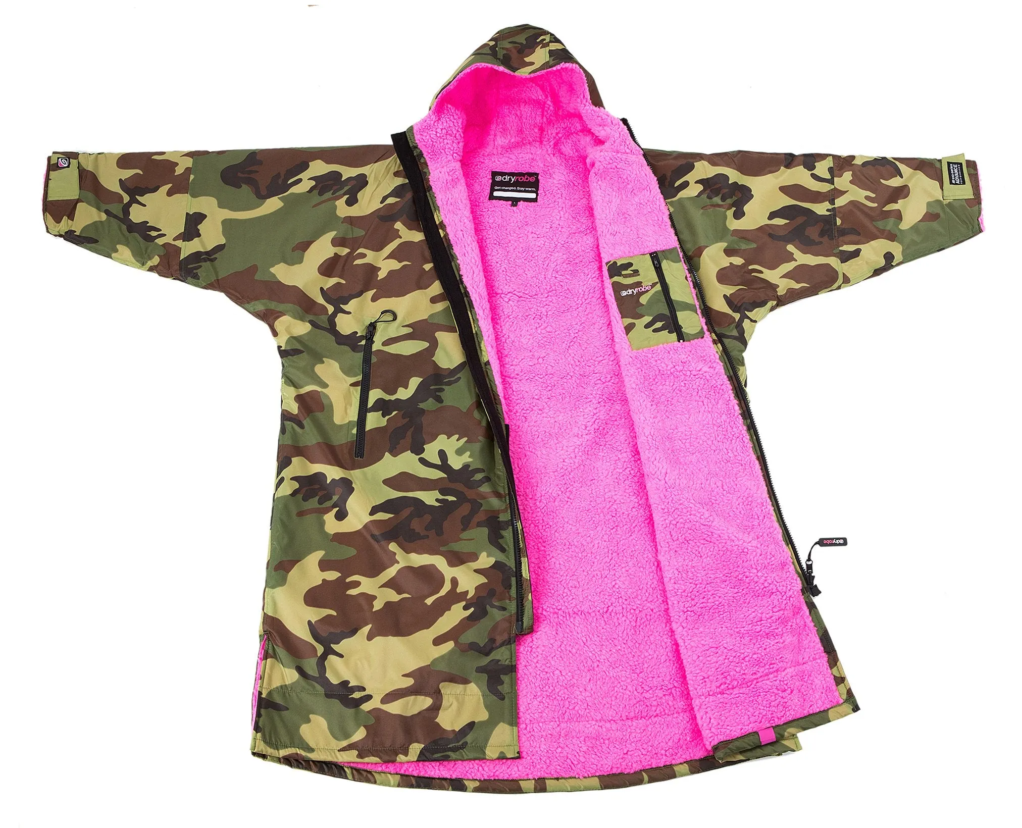 Dryrobe Long Sleeve Changing Robe - Camo/ Pink