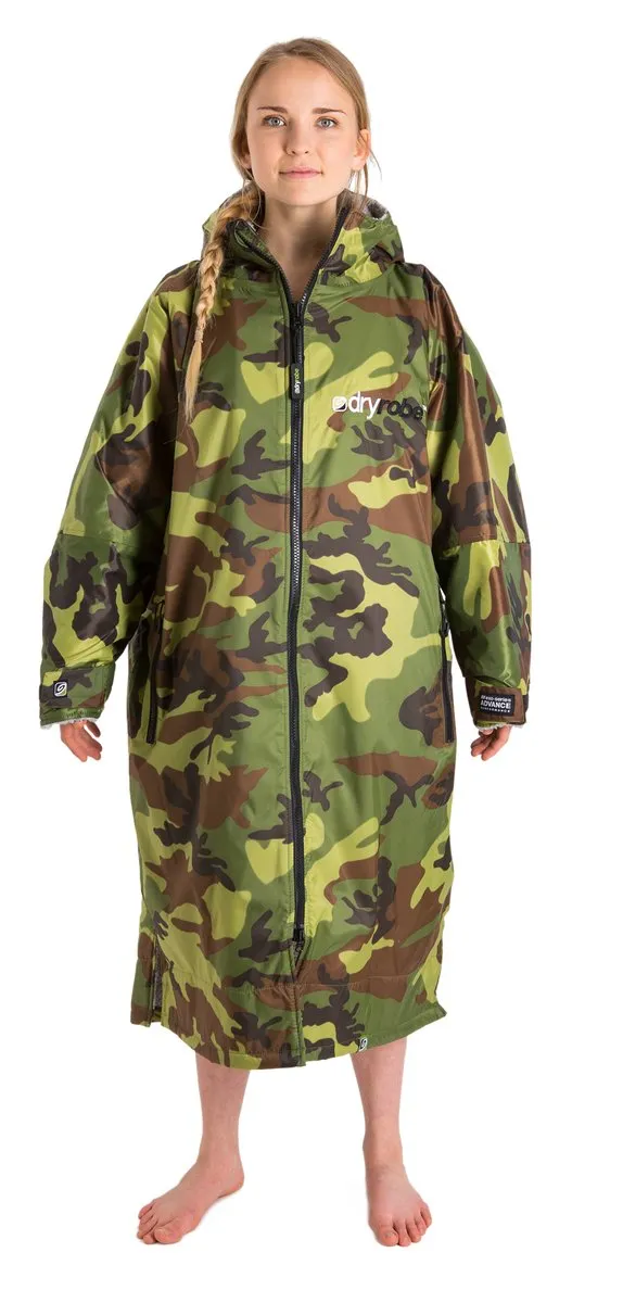 Dryrobe Long Sleeve Changing Robe - Green Camo/ Grey