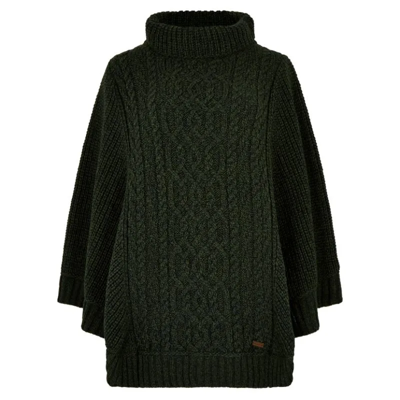 Dubarry Kilronan Ladies Merino Knit Poncho - Olive