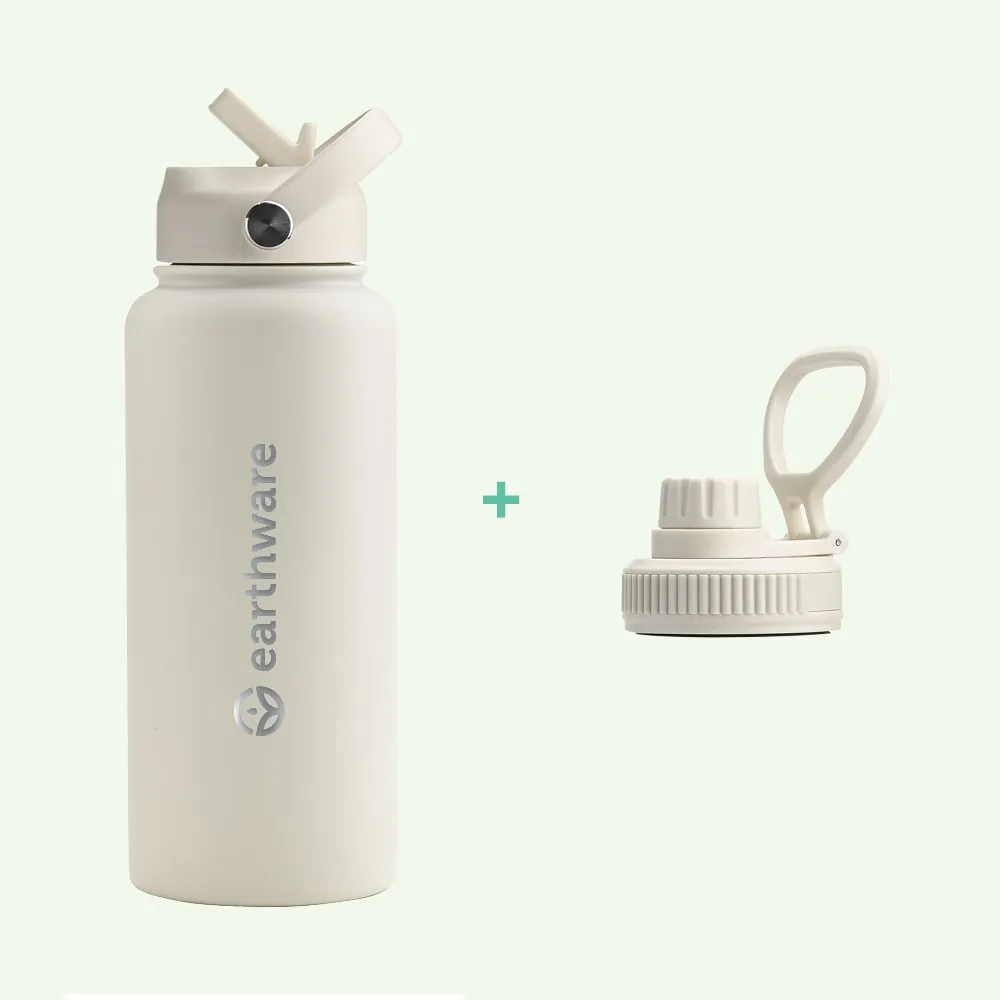 Earthware Earth Bottle Premium Insulated Water Bottle with 2 x Caps (1L)