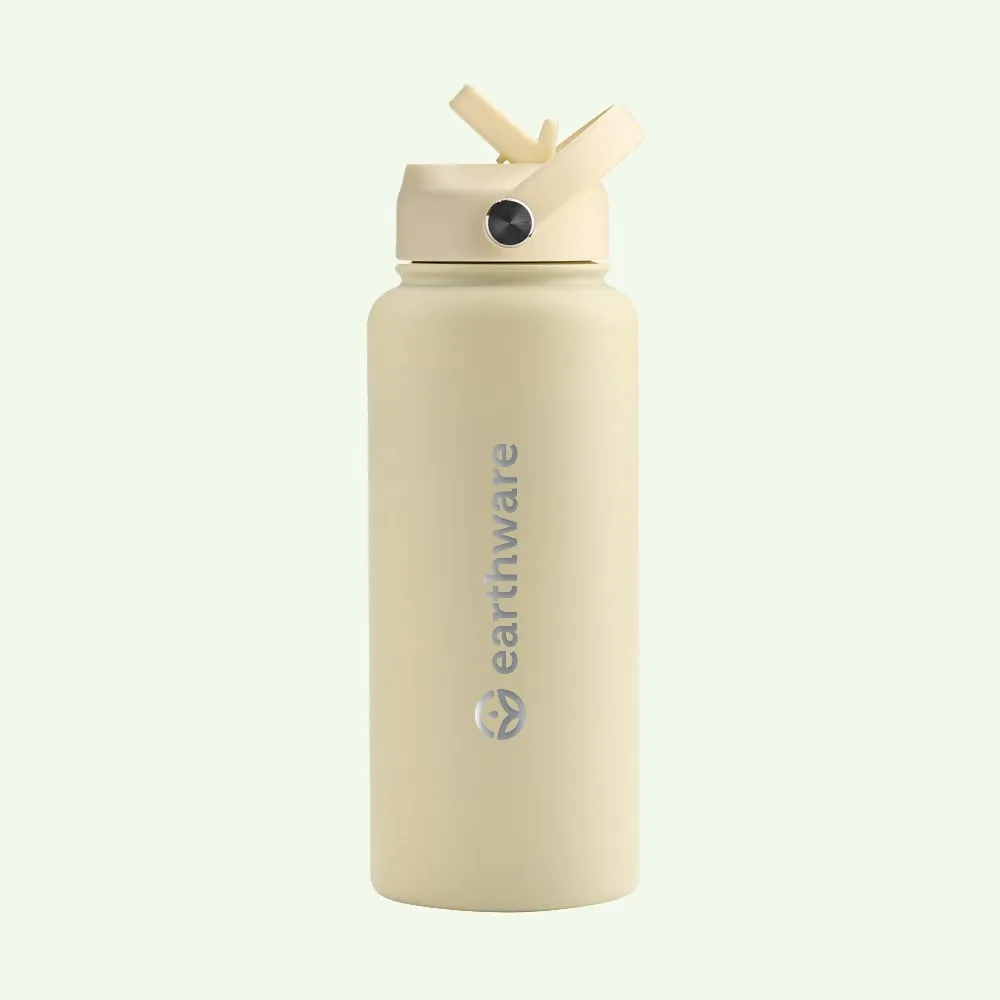 Earthware Earth Bottle Premium Insulated Water Bottle with 2 x Caps (1L)