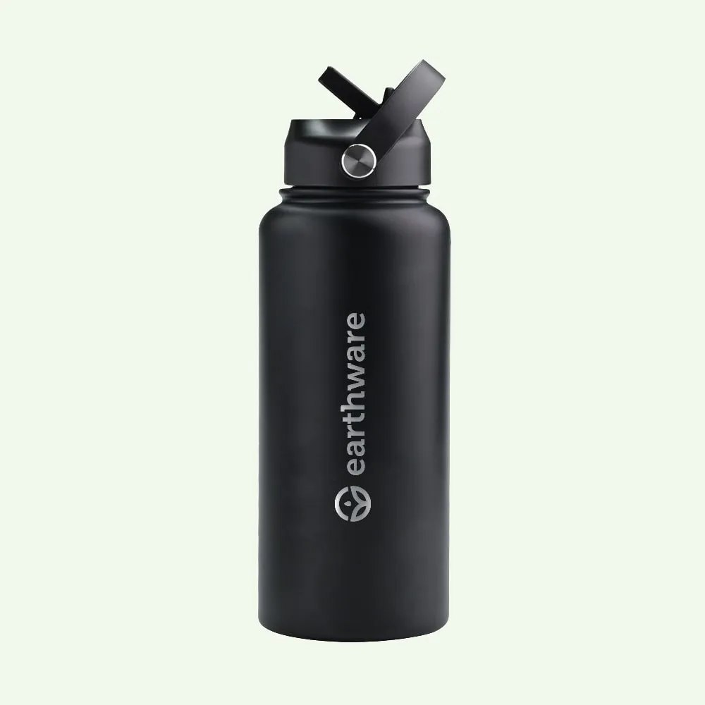 Earthware Earth Bottle Premium Insulated Water Bottle with 2 x Caps (1L)