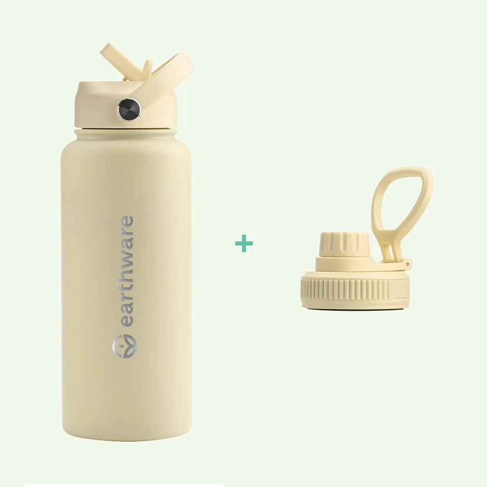 Earthware Earth Bottle Premium Insulated Water Bottle with 2 x Caps (1L)