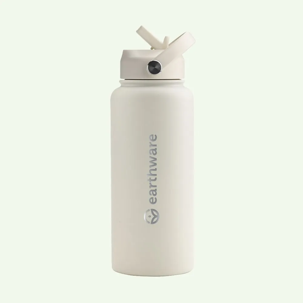 Earthware Earth Bottle Premium Insulated Water Bottle with 2 x Caps (1L)