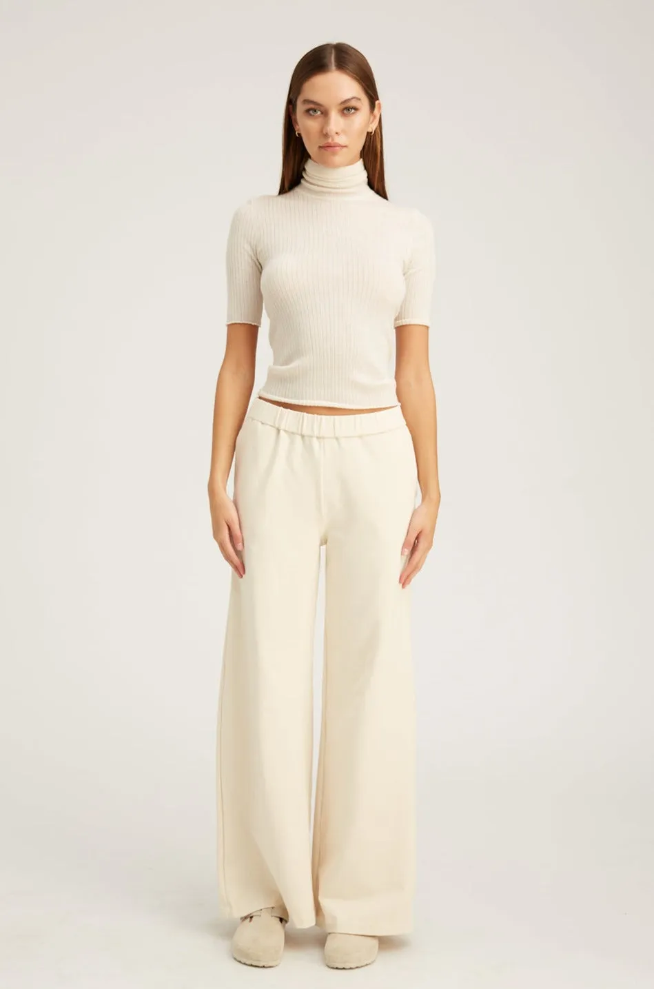 Ecru City Wide Leg Trouser