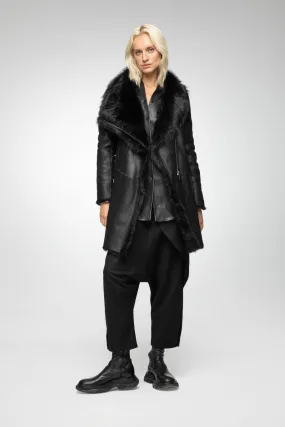 Elena -  Black Shearling Coat