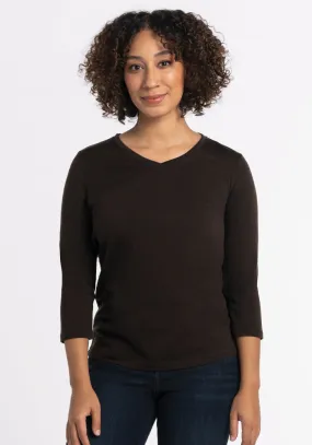 Elena V Neck - French Roast