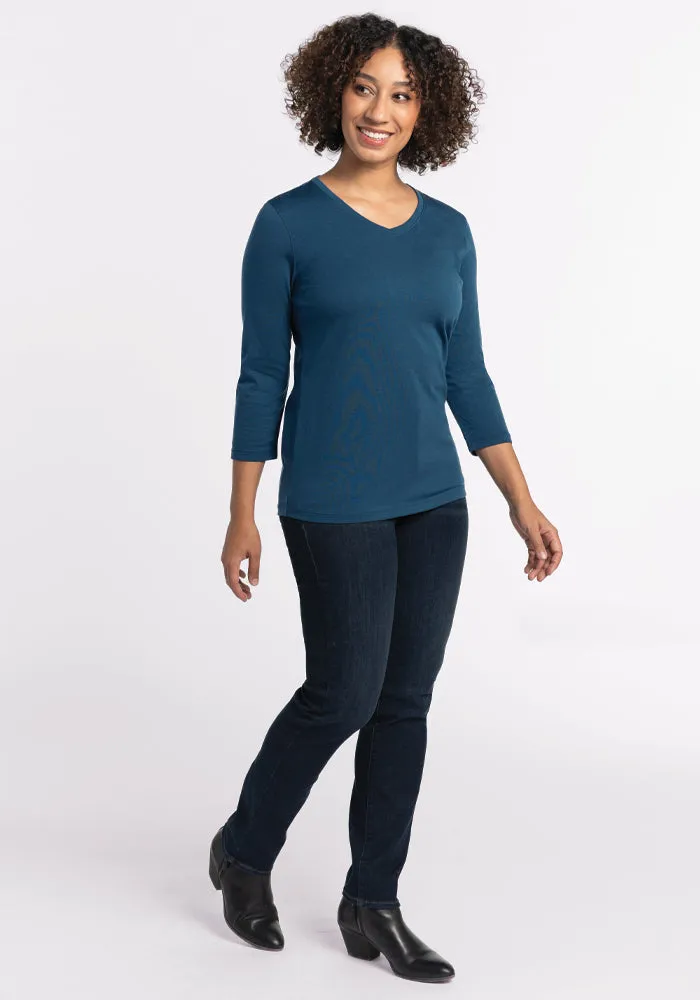 Elena V Neck - Real Teal