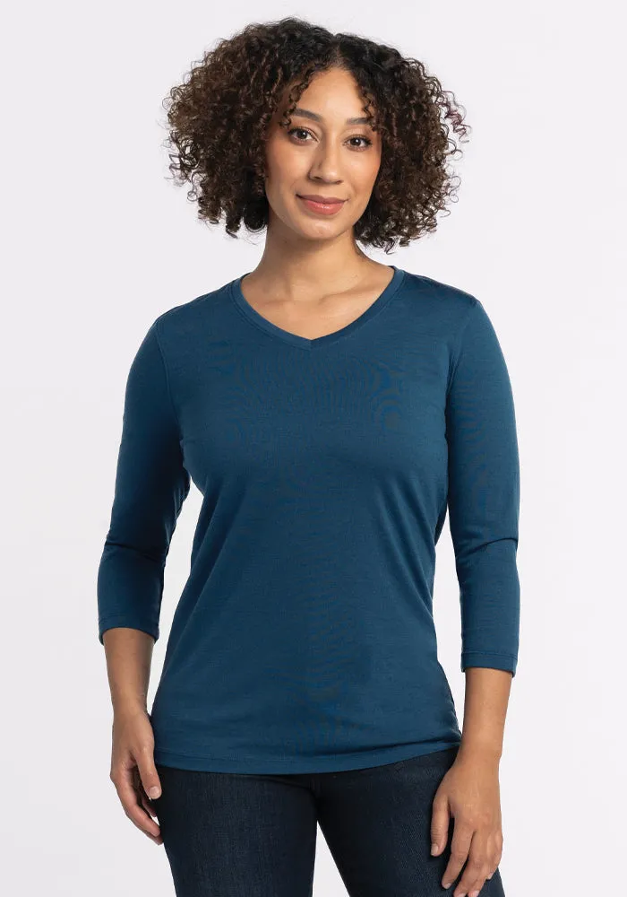 Elena V Neck - Real Teal