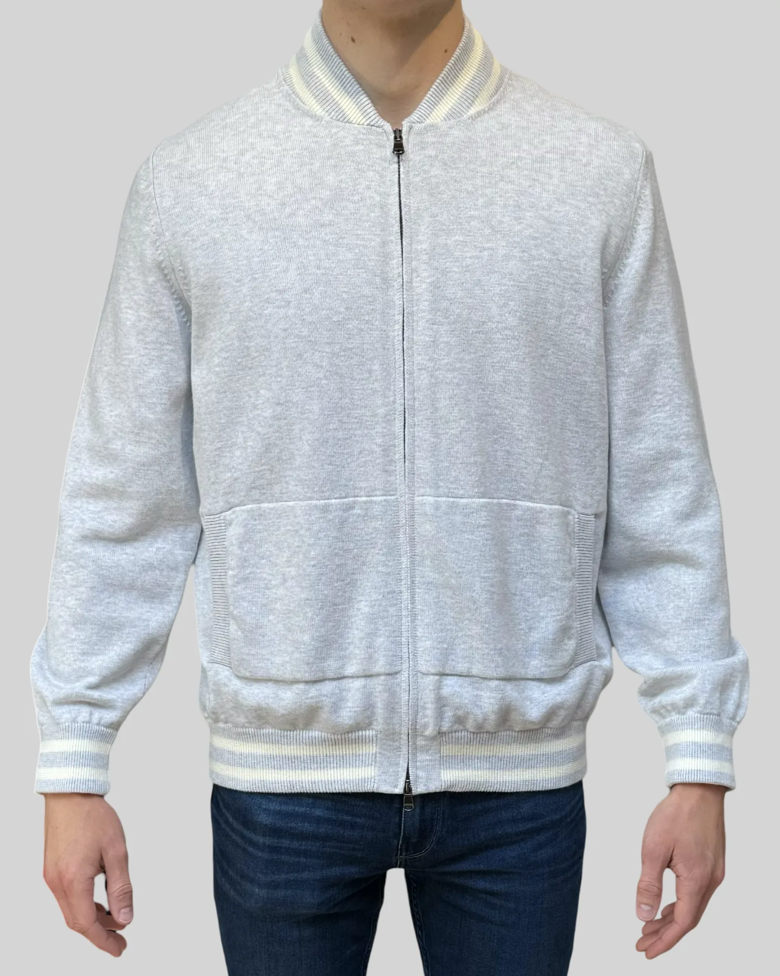 ELEVENTY Knitted cotton Bomber | GREY