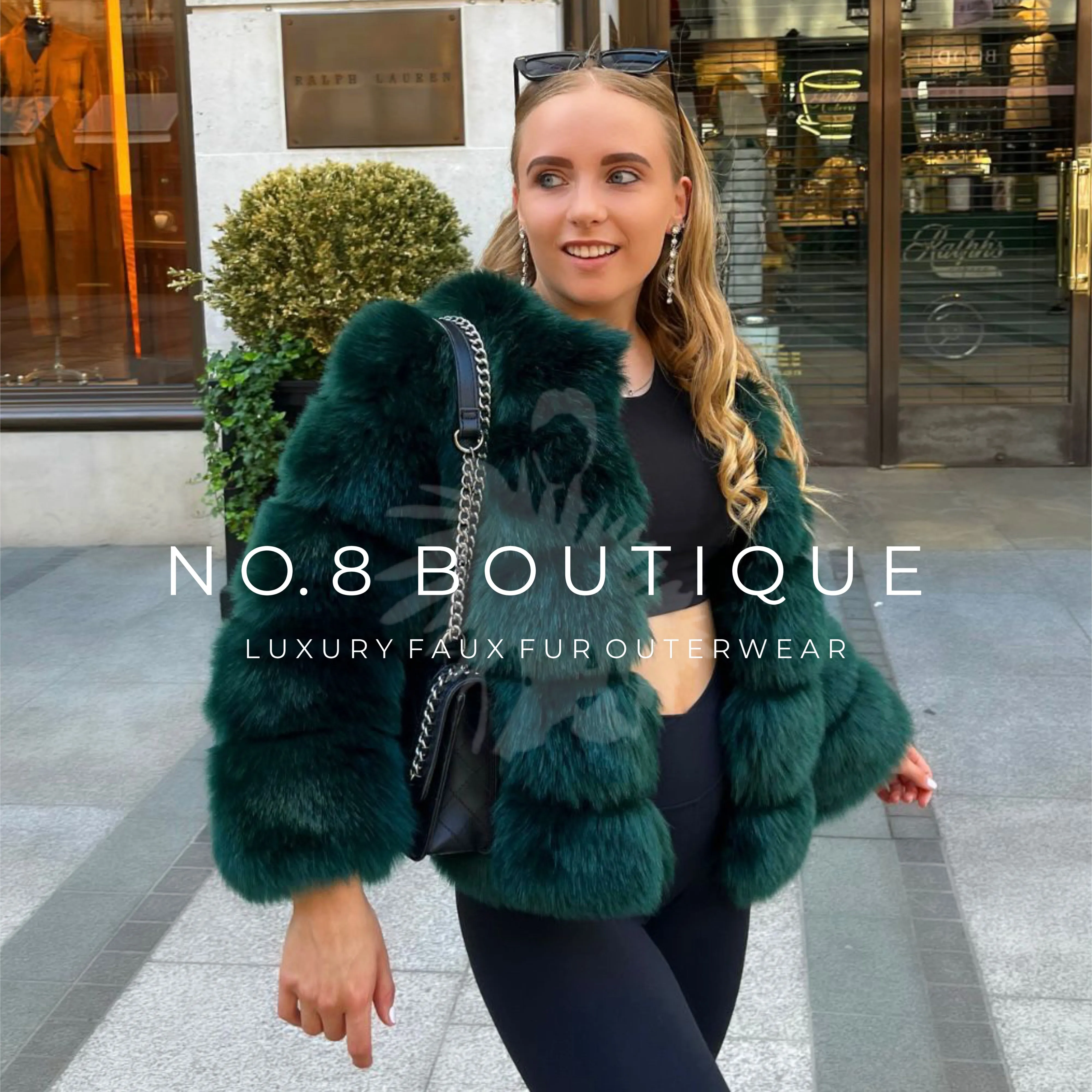 Emerald Green Faux Fur 5 Row Jacket