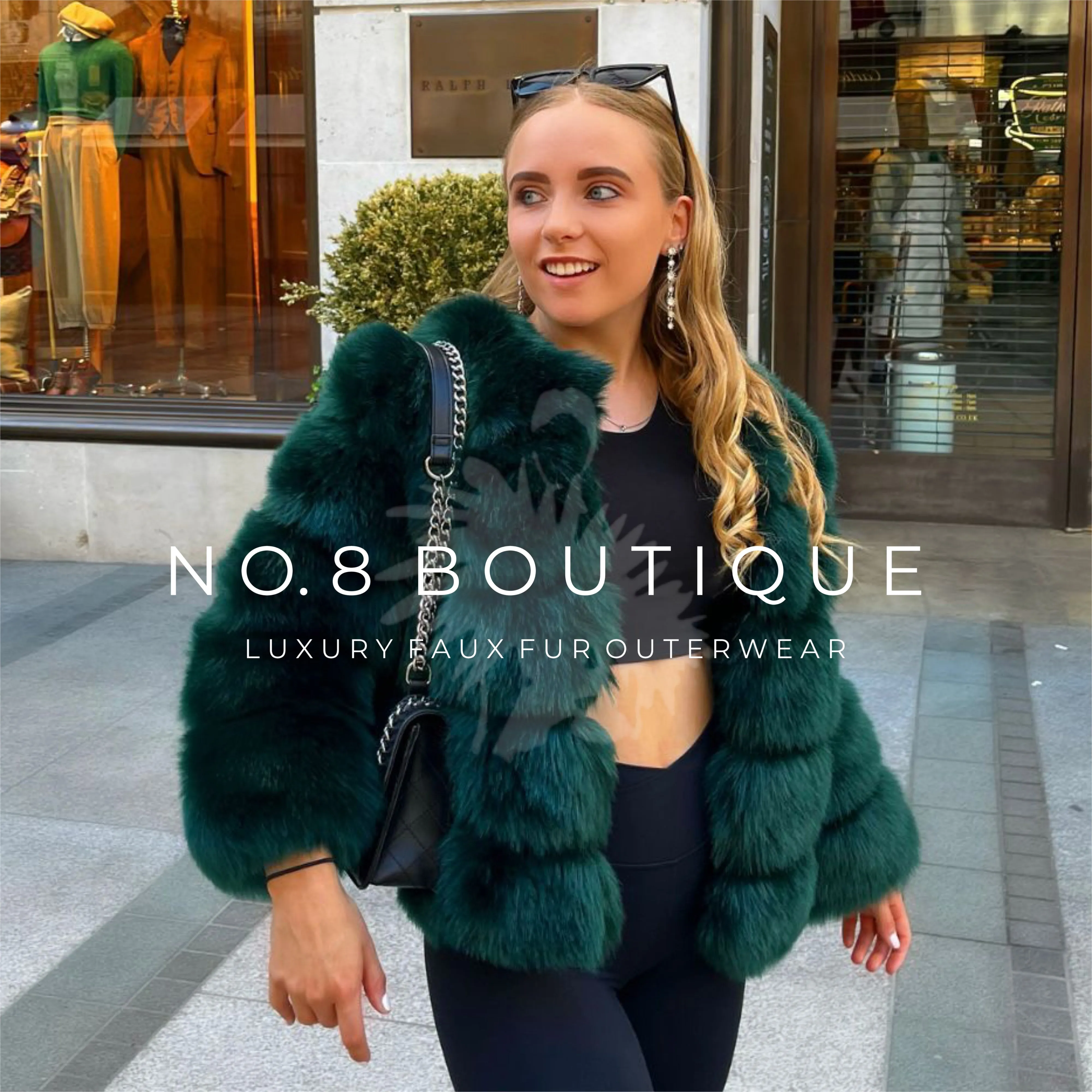 Emerald Green Faux Fur 5 Row Jacket