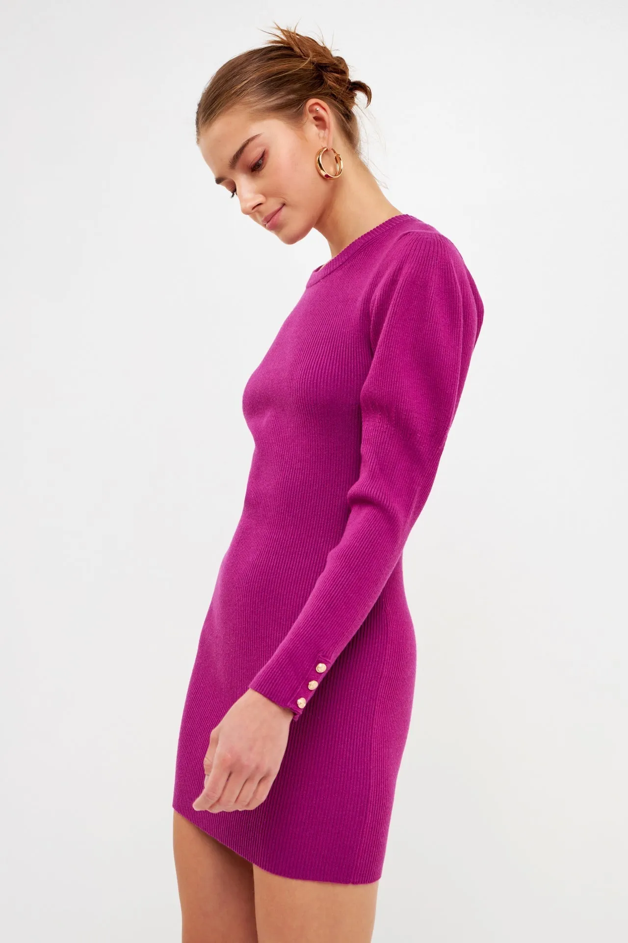 Endless Rose - Puff Sleeve Knit Dress - Final Sale