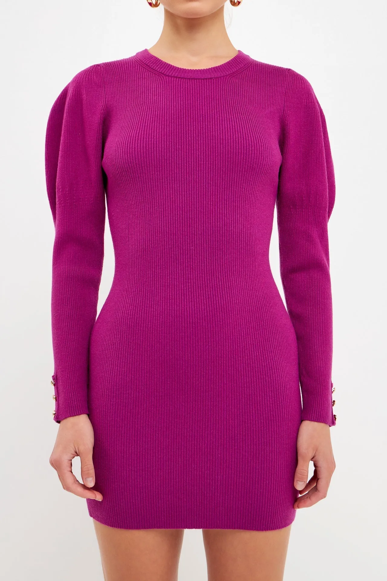 Endless Rose - Puff Sleeve Knit Dress - Final Sale