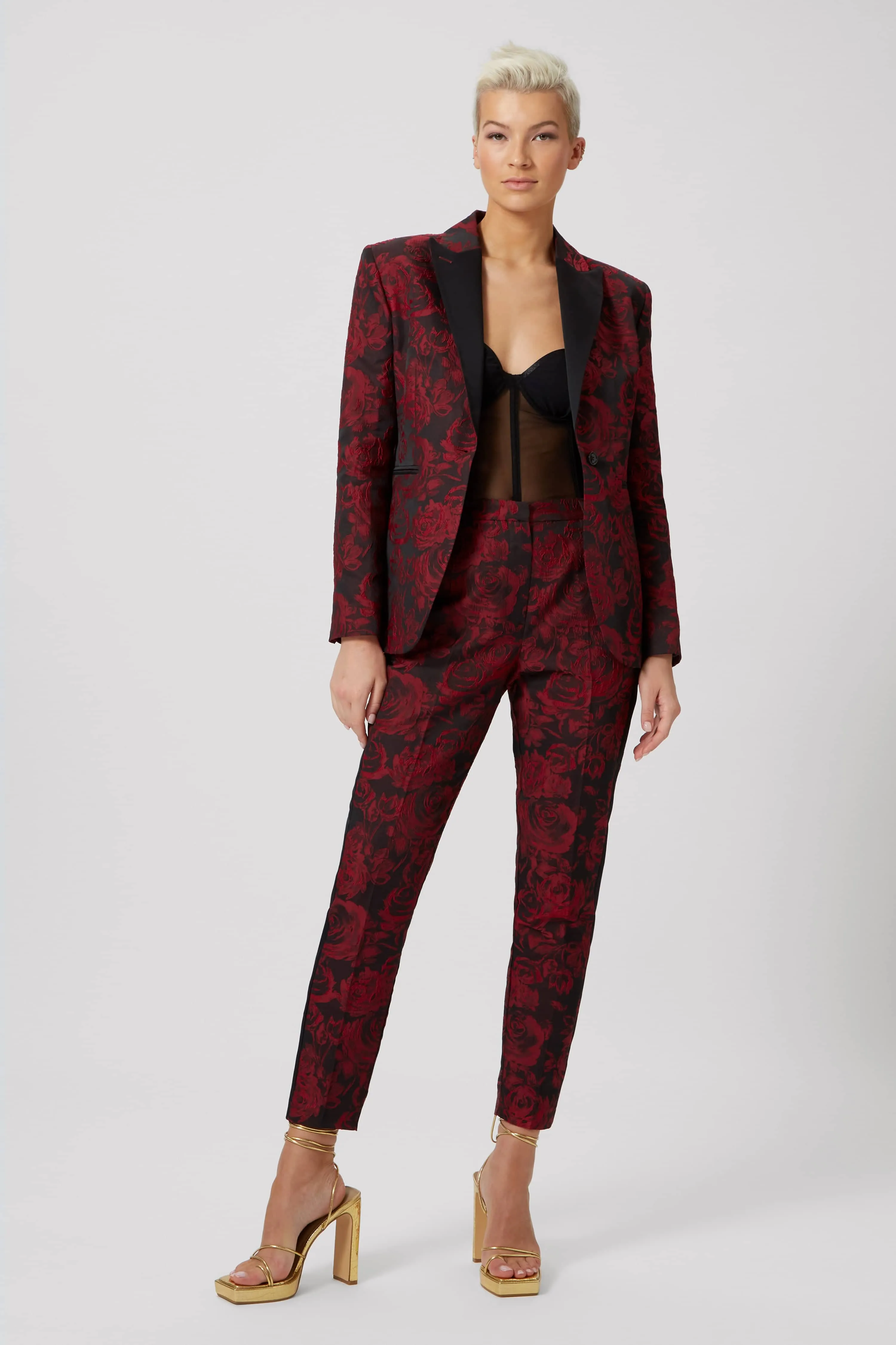 Ersilia Skinny Fit Red Floral Jacket