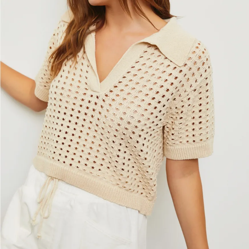 Evening in Croatia Crochet Rib Collar Top